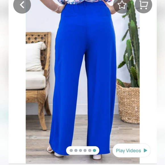 Easel Royal Blue Wide Leg Pants - Picture 7 of 8